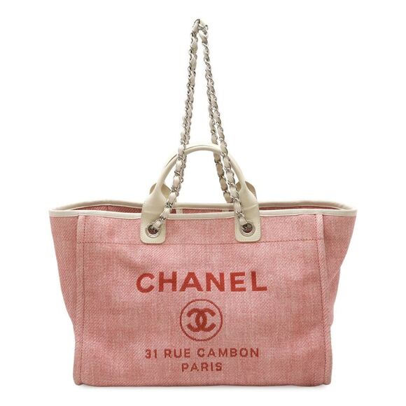 Chanel Deauville Tote GM Canvas Leather Bag - Picture 1 of 7